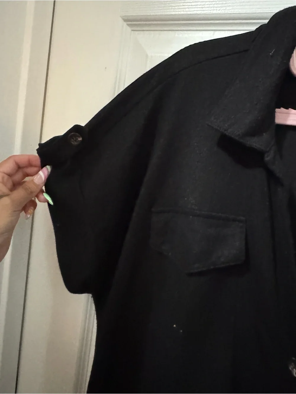 Ann Taylor Black Casual Button-Down Shirt Dress - Picture 3 of 4